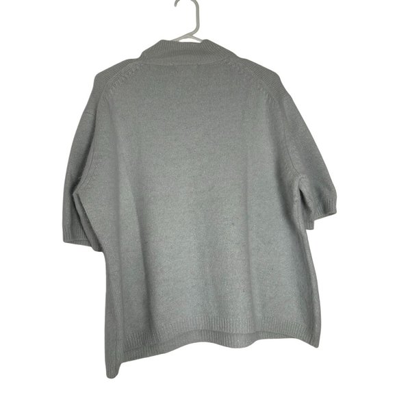 Deane & White Womens XL Light Grey Sparkle Short Sleeve Sweater Top Angora Blend - Picture 2 of 8
